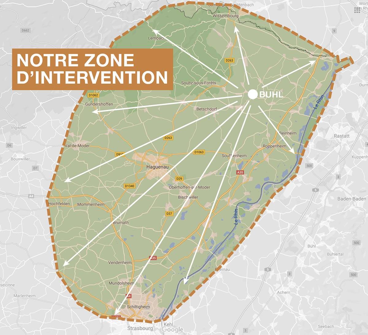 Zone d'intervention de la société Ambiance Escalier en Alsace